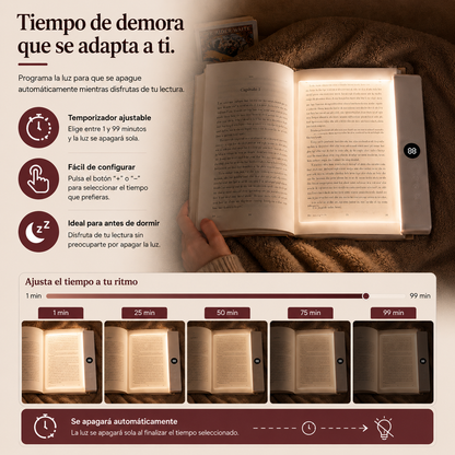 Luz de Lectura LED 2 en 1 Recargable con Temporizador