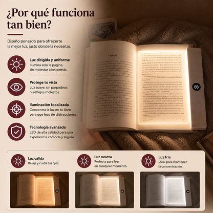Luz de Lectura LED 2 en 1 Recargable con Temporizador