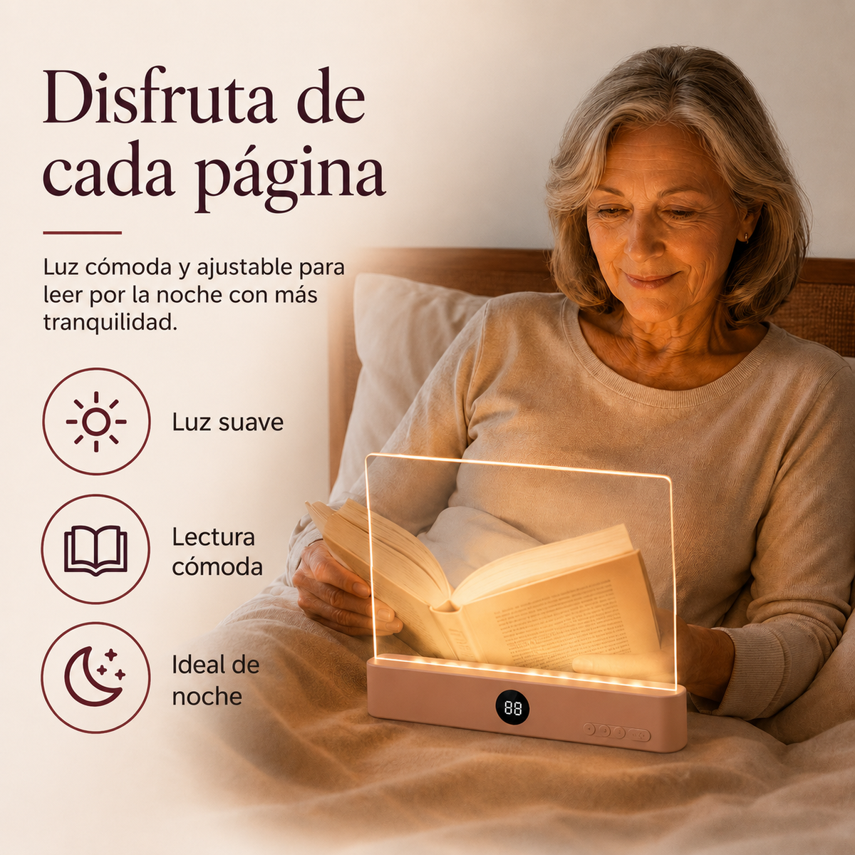 Luz de Lectura LED 2 en 1 Recargable con Temporizador